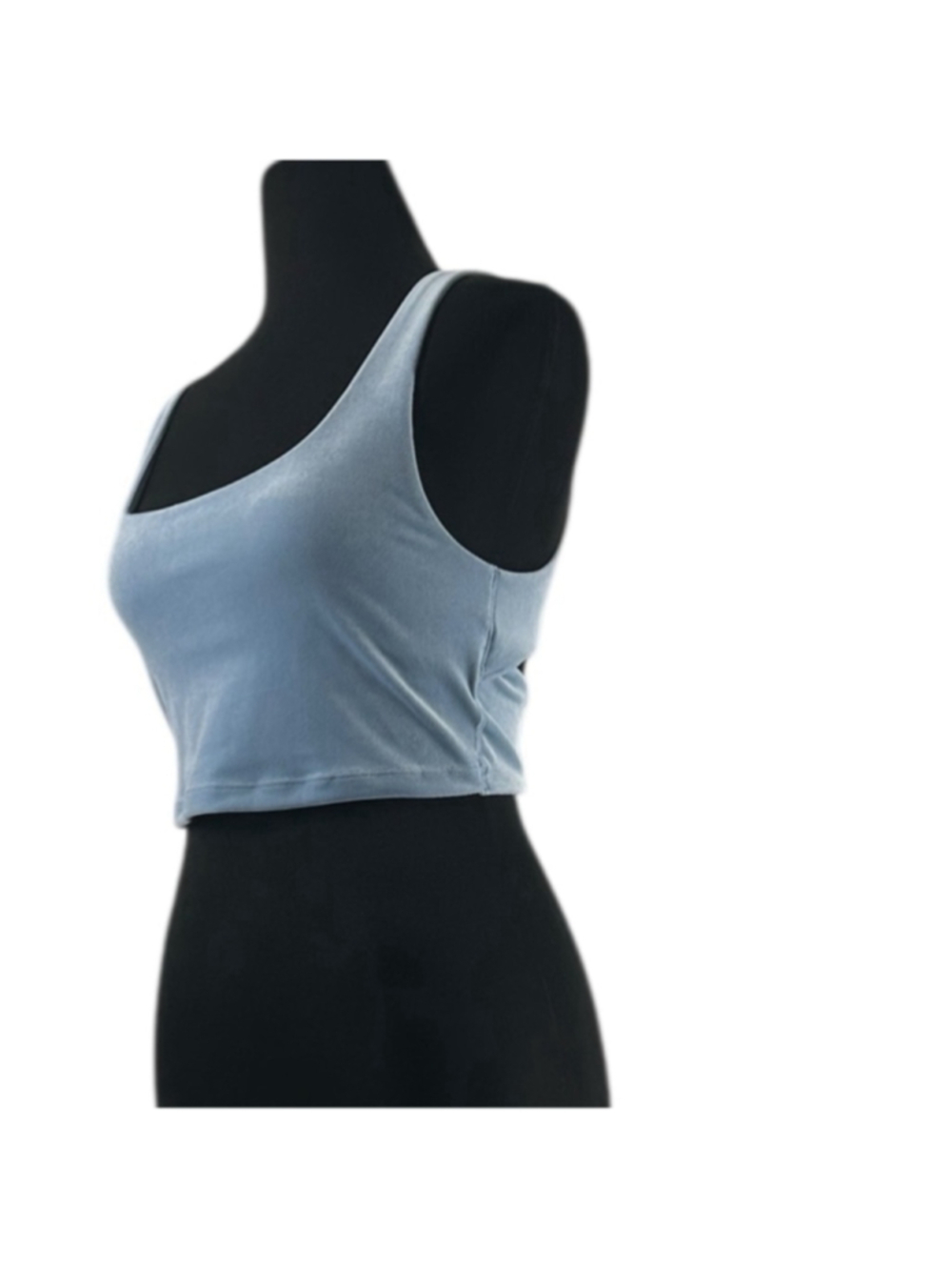 Athleta Velvet Cut Out Crop light blue workout gym lounge wear sz xs - Picture 9 of 12